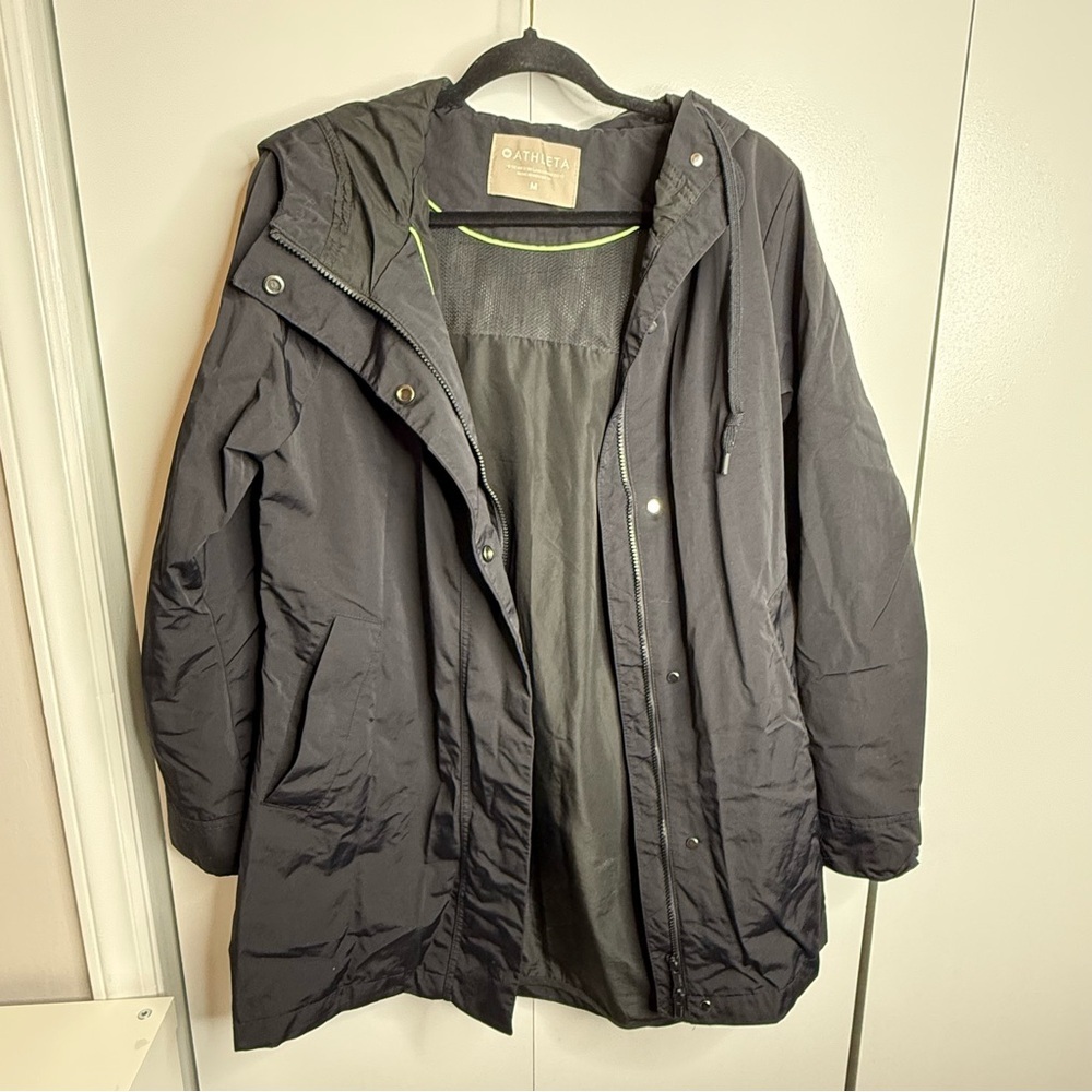 Athleta Mid Length Lightweight Jacket Black Medium - Picture 2 of 7
